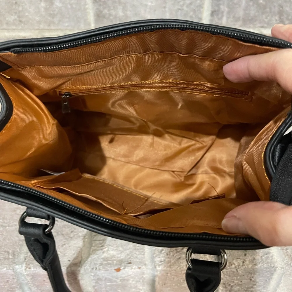 Elegant Black/Blue Patterned Handbag Set - Picture 9 of 17